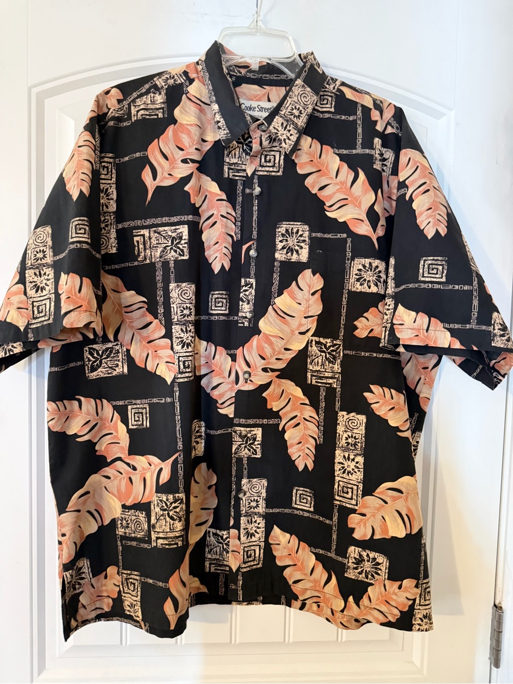 Cooke Street Black Short-Sleeve Tropical Button-Down Shirt 2X